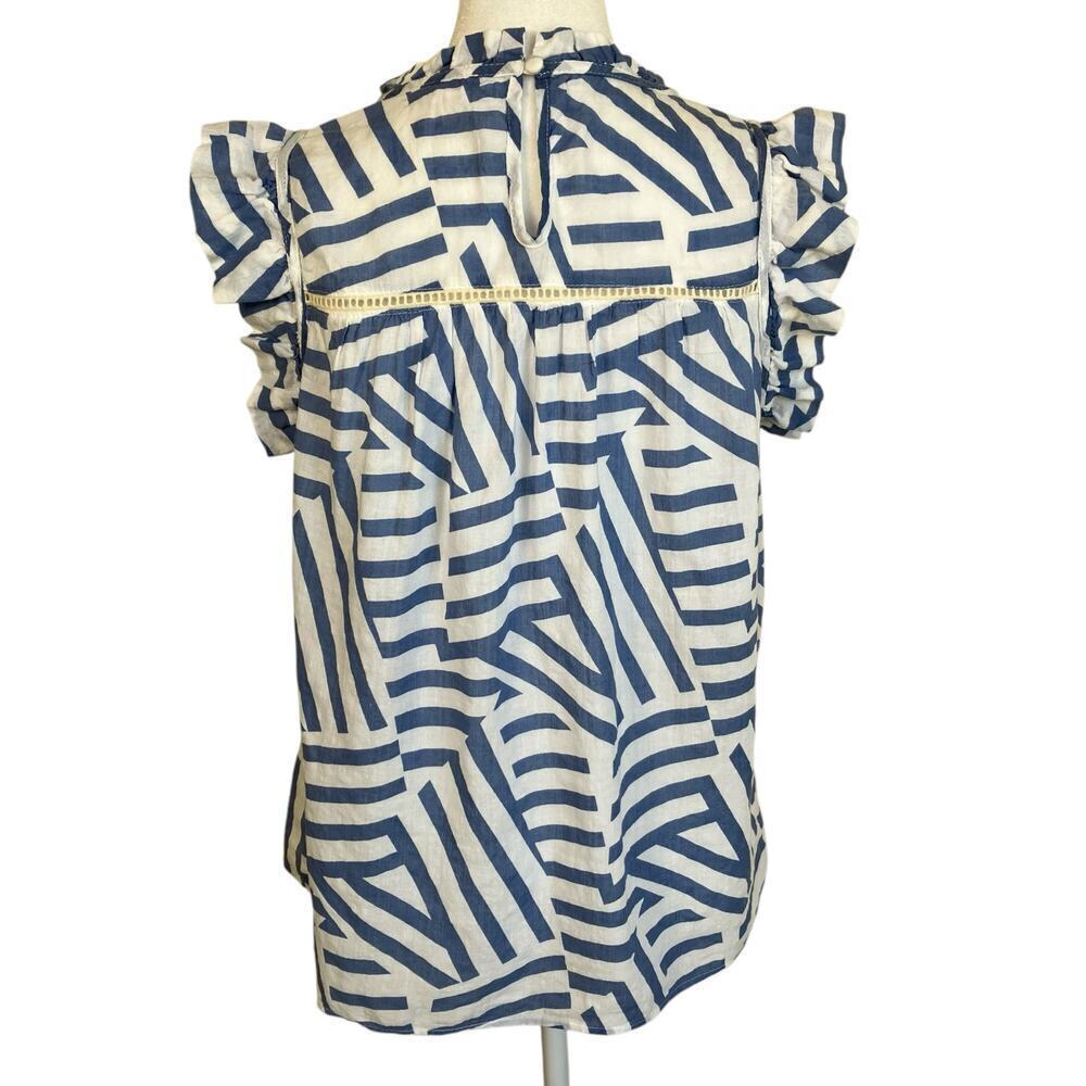 Thml Boho Flutter Sleeve Ruffled Embroidered Top … - image 7